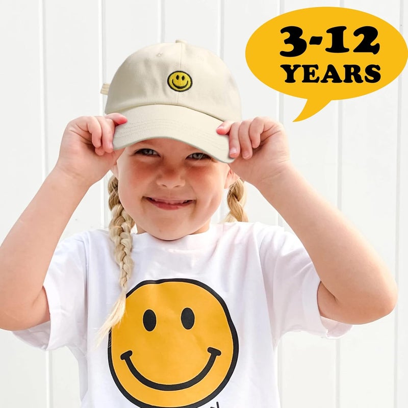 SONMONY Store Smile Face Toddler Baseball Cap Boy Baseball Hats Kids Washed Funny Hats Adjustable Cute Caps for 3-12 Years… - Image 2